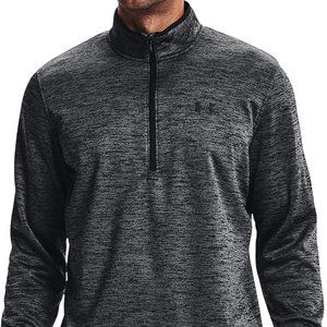UNDER ARMOUR MEN'S HEATHER GRAY/BLACK 1/2 ZIP FLEECE SMALL-EUC